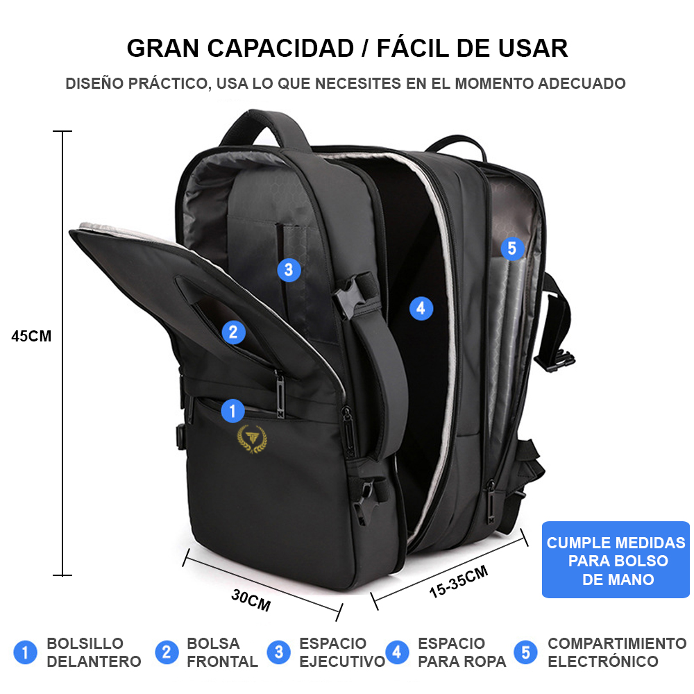 Mochila expandible 39L Metis ELITE Negra