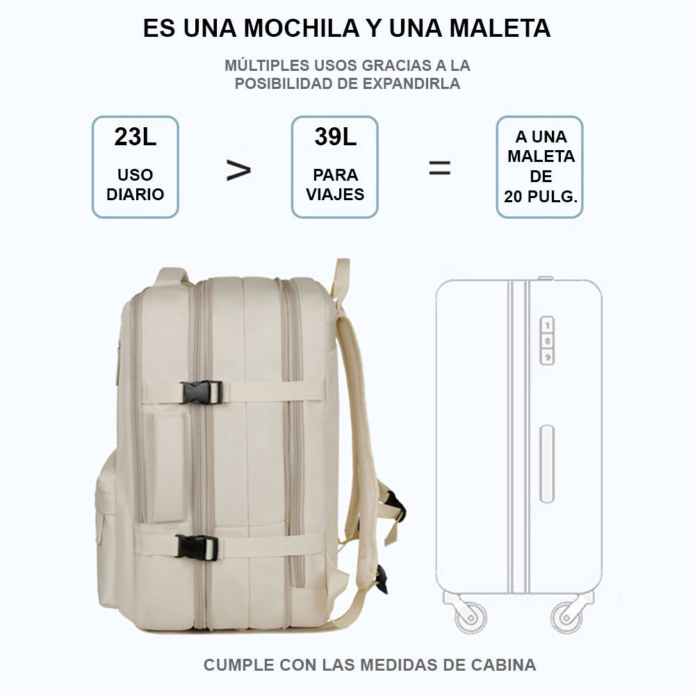 Mochila expandible 39L Metis Off White