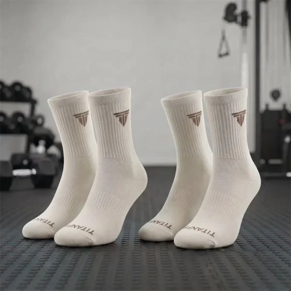 Calcetines Mujer Deportivos Largos Athena Crew - Crema Moonstone, 8 pares
